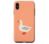 Cute Stylized Goose with Folk-Art Details on Orange Case for iPhone XS Max