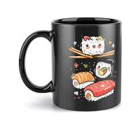 Cute Su1shi and Rice Reusable Ceramic Cup Funny Coffee Mug Printed Tea Cups 330ml Birthday Gift for Home Work Kitchen