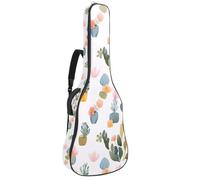Cute Succulents Cactus Pots Green Pattern Guitar Bag, Padded Acoustic Guitar Case Backpack with Adjustable Shoulder Strap Pockets