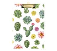 Cute Succulents Cactus White Clipboard Acrylics Decorative Clipboard Hardboard Clipboards Standard Size with Low Profile Metal Clip for Teacher Student Lawyer Nurse