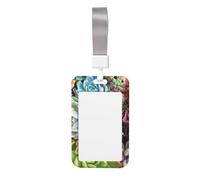 Cute Succulents Print Id Badge Holder Sliding Card Holder Vertical Card Protector Cover Case Teacher Lanyard for Office Women Men