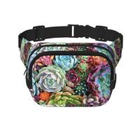 Cute Succulents Square Double-Layer Waist Bag with All-Over Print,Durable Twill Fabric, Multi-Pocket Fanny Pack for Outdoor Sports Travel