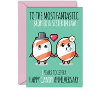 Cute Sugar Candy Anniversary Card for Brother & Sister In Law - 6 Years Together - Happy 6th Wedding Anniversary Cards for Sister In Law Brother, A5 Greeting Cards Anniversaries
