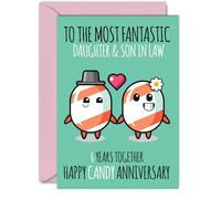 Cute Sugar Candy Anniversary Card for Daughter & Son In Law - 6 Years Together - Happy 6th Wedding Anniversary Cards for Son In Law Daughter, A5 Greeting Cards Anniversaries