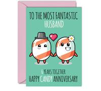 Cute Sugar Candy Anniversary Card for Husband - 6 Years Together - Happy 6th Wedding Anniversary Cards for Husband from Wife, A5 Greeting Cards Anniversaries