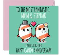 Cute Sugar Candy Anniversary Card for Mum & Step Dad, 6 Years Together