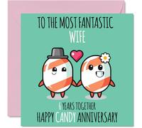 Cute Sugar Candy Anniversary Card for Wife - 6 Years Together - Happy 6th Wedding Anniversary Cards for Wife from Husband, 145mm Greeting Cards Anniversaries