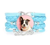 Cute Sugar Cookies Pekingese Dog Love Adjustable Leather Braided Bracelet | Multilayer,Punk,Wristband,Handmade,Gift,Bangle,Accessory, Girlfriend,Lover,Ethnic,Friendship ,Birthday,Christmas,Music
