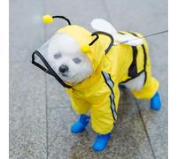 Cute Summer Dog Raincoat - Waterproof, Breathable Pet Coat for Small Medium Dogs with Leash Position for Outdoor Walking (Bee,Medium)