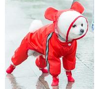 Cute Summer Dog Raincoat - Waterproof, Breathable Pet Coat for Small Medium Dogs with Leash Position for Outdoor Walking (Bear-B,Large)