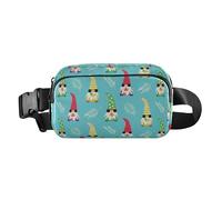Cute Summer Gnomes with Sunglasses Tropical Plant Blue Fashionable Waist Pack Crossbody Bag for Men Women Multipurpose Crossbody Sport Bag with Adjustable Strap for Workout Running Hiking, Retro