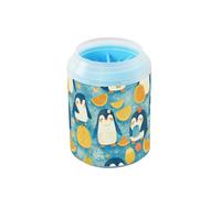 Cute Summer Orange Penguin Reusable Paw Cleaner Silicone Brush Soft Pets Bathing Brush for Small Medium Large Breed Dogs, Cats limpiador de patas para perro