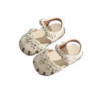 Cute Summer Sandals for Girls Infant Non-Slip Shoes Comfy Close Toe Hollow Breathable Sandal with Soft Soles Kids Lightweight Adjustable Fastener Flat Slipper Children Slides for Walking Practice