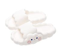 Cute Summer Slippers for Women, Ultra-Soft Pillow Slides Slippers, Open Toe Clouds Slides Sandals with Cartoon Pattern Comfortable Non-Slip Platform Slippers for Pool Shower (Size:40-41EU,Color:white)