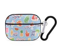 Cute Summer Tropical Print Case Cover for AirPods Pro Case 2nd/1st Generation with Key Chain Full Protective Durable Shockproof Wireless Headphone Case PC Hard