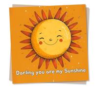 Cute Sun Birthday or Anniversary Card For Partner - Darling, You Are My Sunshine - Birthday Card For Husband, Wife, Boyfriend, Girlfriend