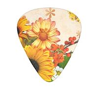 Cute Sunflower and Butterfly Guitar Picks 12 Pcs Classical Triangle Guitar Plectrums Includes Thin, Medium & Heavy Gauges 3 Sizes for Bass Electric Acoustic Guitars Ukulele with Organizer Storage Box