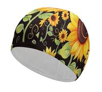 Cute Sunflower Bathing Cap High Elasticity Swimming Caps Fit Both Long Hair Short Hair Comfortable Large Shower Cap for Drag Reduction and Hair Protection