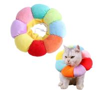 Cute Sunflower Cat Cone Collar, Soft Adjustable Pet Recovery Collar, Rainbow Colors Cotton, Anti-Bite Lick, Cat Grooming for Cats Dog Rabbit Quicker Healing Pet Recovery Cone (20 cm)