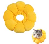 Cute Sunflower Cat Cone Collar, Soft Adjustable Pet Recovery Collar, Yellow Cotton, Anti-Bite Lick, Cat Grooming(20cm)