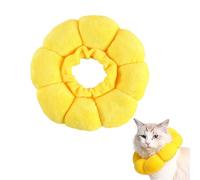 Cute Sunflower Cat Cone Collar, Soft Adjustable Pet Recovery Collar, Yellow Cotton, Anti-Bite Lick, Cat Grooming (32 cm)