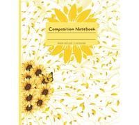 Cute Sunflower Composition Notebook: Wide Ruled Journal for Girls |School Notes, Writing, Journaling | 7.5 x 9.25 Size Notebook
