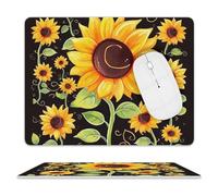 Cute Sunflower Mouse Pad Ultra Thin, Leather Mousepad with Waterproof Smooth Surface, Anti Slip Mouse Pad for Gaming, Office & Home, 10 X 8 Inch