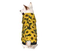 Cute Sunflower Print Dog Hoodie Sweatshirt For Small Dogs, Warm, Soft And Breathable Pet Clothes, Easy To Wear Jumper For Winter And Fall Warm