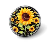 Cute Sunflower Round Badge Personalized Metal Lapel Pin Badges Fit Clothing Bags Hat Humorous Printed Brooch Badge Party Decorations Accessories for Men Women