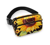 Cute Sunflower Waist Bag Fashion Fanny Bag with Adjustable Strap for Outdoor Workout Cycling Unisex, white, 20x13cm, Waist Bag