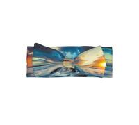 Cute Sunset Beach Print Baby Bow Headband â€“ Soft Skin-Friendly Hairband for Newborn Infant Toddlers Girls