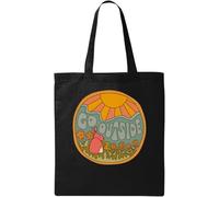 Cute Sunshine Bunny Go Outside Natural Ecological Cotton Tote Bag Black