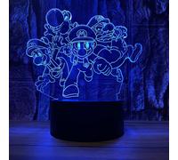 Cute Super Mario and Luigi Figurines Yoshi Mario Bros Anime Figure 3D LED Optical Illusion Sleep Night Light with Remote 16 Colors Bedroom Decor