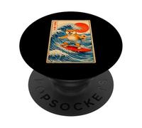 Cute Surfing Shiba Inu Dog Great Wave Kanagawa Ukiyo-E Art PopSockets Adhesive PopGrip
