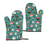 Cute Sushi, Kitchen Oven Mitts Anti-Slip Cooking Gloves,Heat Resistant Baking Mitts A Pair