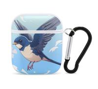 Cute Swallow Earphone Case Cover Compatible with AirPods 1&2 Shockproof Bluetooth Headset Case White-style