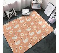 Cute Swan Daisies Print Area Rugs for Living Room Bedroom, Washable Soft 3x5 Throw Rugs Non Slip Carpet for Bedroom Decor Aesthetic 60x39 inches