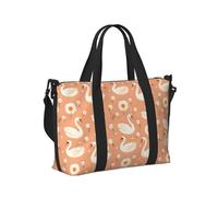 Cute Swan Daisies Print Travel Duffle Bags for Women, Personal Item Overnight Weekender Sport Carry On Gym Bag for Men Women