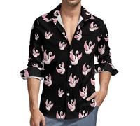 Cute Swan Men's Long Sleeve Button Down Shirts Casual Regular Fit Shirt with Pocket