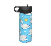 Cute Swan Printing Travel 18oz Sports Insulated Kettle Water Bottle Stainless Steel Kettle Portable Cup