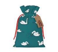 Cute Swans Linen Drawstring Gift Bag Xmas Party Candy Bag Reusable Storage Pouches