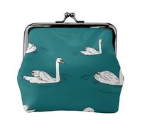 Cute Swans Print Compact Coin Purse 4.52 x 4.13in Cute Mini Wallet with Kiss Lock Waterproof Pouch
