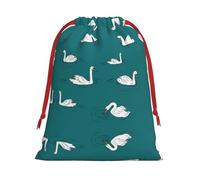 Cute Swans Print Drawstring Gift Bag,Party Gift Bags,Reusable Christmas Drawstring Wrapping Bags