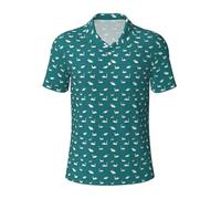 Cute Swans Print Polo Shirts Breathable Comfortable Short Sleeve Men Everyday Wear Golfing Camping Black