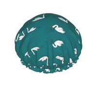 Cute Swans Print Shower Cap For Women Men Reusable Lightweight Soft Bath Hair Cap With Elastic Band