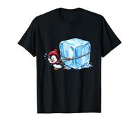 Cute Sweaty Penguin Pulling Huge Ice Block T-Shirt