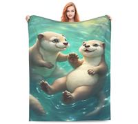 Cute Swimming Otter Cozy Blanket Throw Blanket for Bed Soft Cozy Fluffy Couch Blankets Fleece Blanket Throw Gifts for Women Men Girls Boys，Lightweight Warm Plush Fleece Blanket for Couch40 X30
