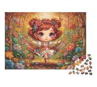 Cute Swinging 1000 Piece Jigsaw Puzzle,Premium,Educational Toy,Whimsical Challenge,Great Gifts,Home Wall Decor,Adults & Kids 14+,Stress Relief 52x38cm