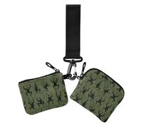 Cute Swinging Monkey Seamless Pattern Women's Dual Wallets Business Card Cases Compact Size Zipper Wallet Coin Bag with Wristlet Strap for Daily Use 2 Pcs
