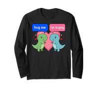 Cute T Rex Couple Valentine Meme Tiny Arms Hug Humor Teens Long Sleeve T-Shirt